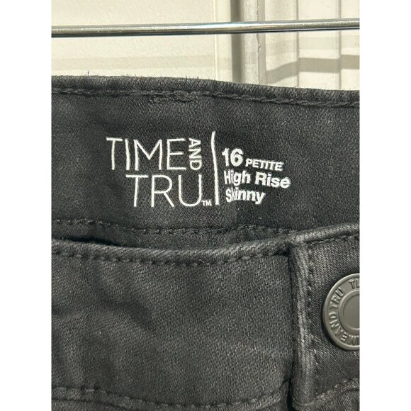Time And Tru NWT Womens Black High Rise Skinny Jeans SZ 16 Petite - Picture 4 of 9